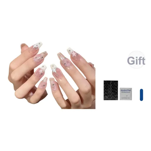 OUYUJI Handcrafted False Nail MID Длина Овал Квадрат MID Рост Кожа Smudge Стиль Instagram