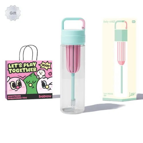 BABLOV High Quality Girl Straw Glass Cup 650ml