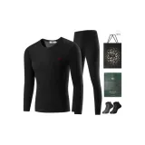 Crew Neck Set (Black) Thickened and Fleece-Lined/Includes 2 Pack Socks+Shopping Bag
