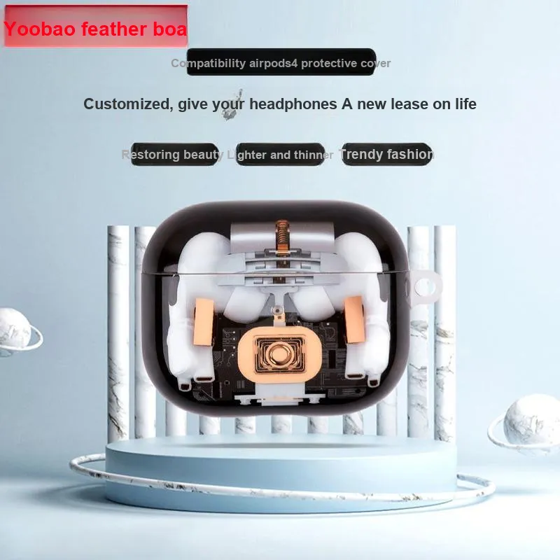 Yoobao Compatibility AirPods4 TPU Mechanical Design  Apple Fully Enclosed Impact Resistant Headphone Cases-1