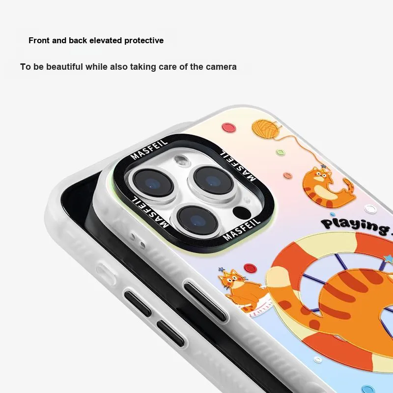 Marsfield Acrylic Material Laser Magnetic Spinny Kitten Phone Cases Compatibility Apple 16/15/14/13 Pro/Pro Max-5
