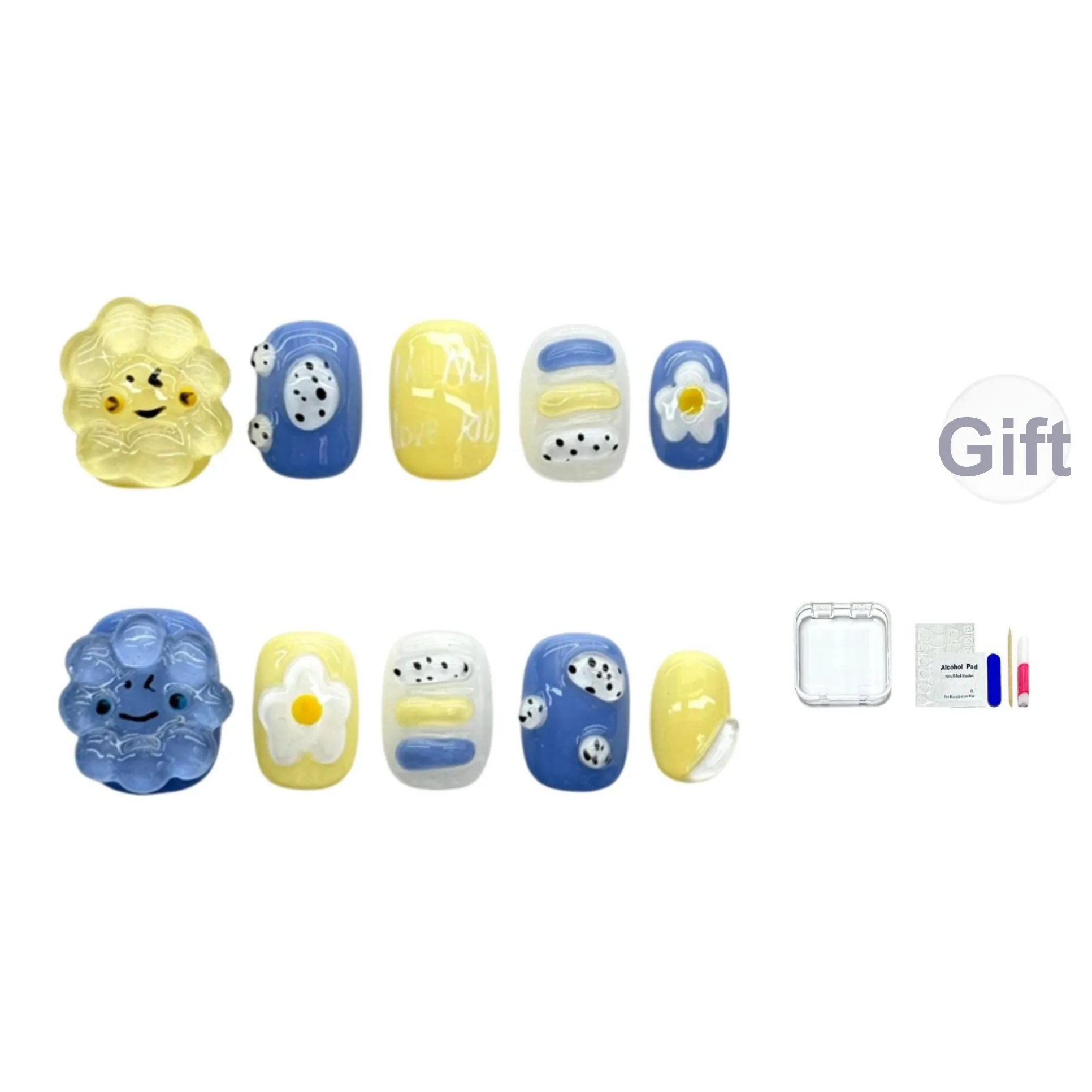 JINGCHANXUE Лето Ручной Массаж False Nail Короткий Милый Jump Цвет Мультяшный 12мм