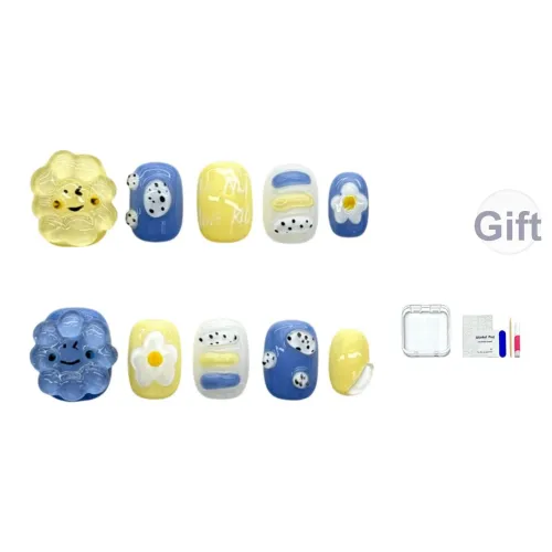 JINGCHANXUE Лето Ручной Массаж False Nail Короткий Милый Jump Цвет Мультяшный 12мм