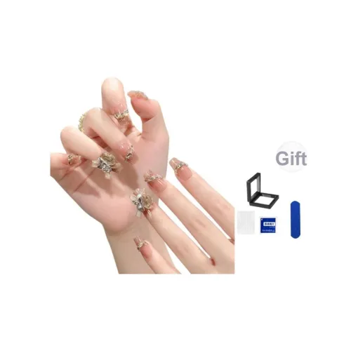 XNTX Шампанское Балет False Nail Короткий LADDER Прохладный Color Series Телесный Coquette