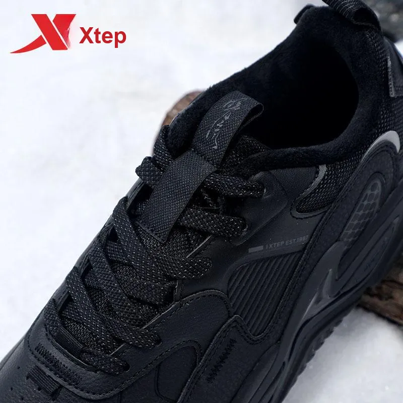 XTEP Anti Slip Wear Resistant Water Resistant Warm Low Top Casual Shoes Men's Black-6