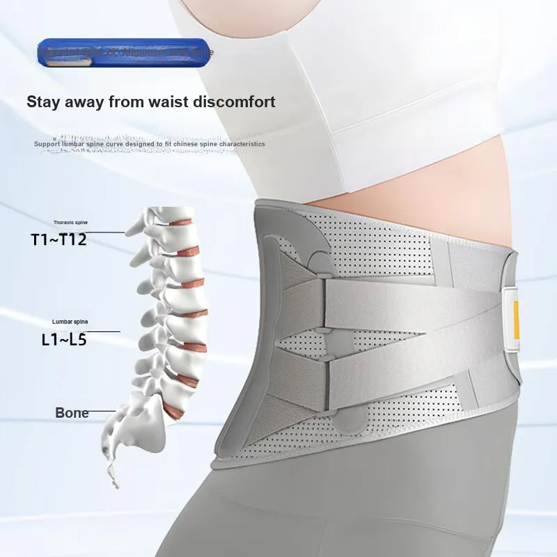 XTEP Waist Protector With 6 Steel Plates Support Protective Rehabilitation Compression Gray Unisex-2