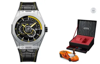 BONEST GATTI King Speed Automatic Mechanical Movement Rubber Strap Watch Men's Watches Black Dial