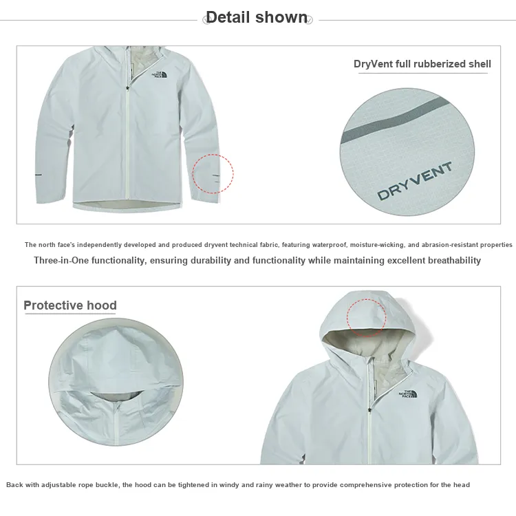 THE NORTH FACE Outdoor Hiking Waterproof, Windproof, And Breathable Windbreaker Jacket Men's White-6