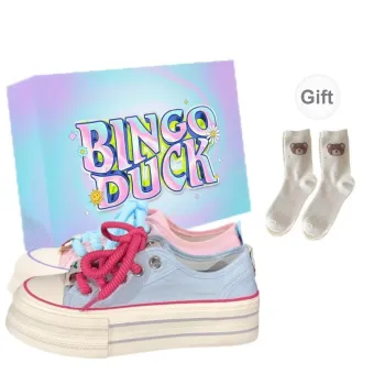 BINGO DUCK Slip Resistant Low Top Skateboard Shoes Women's Mismatched