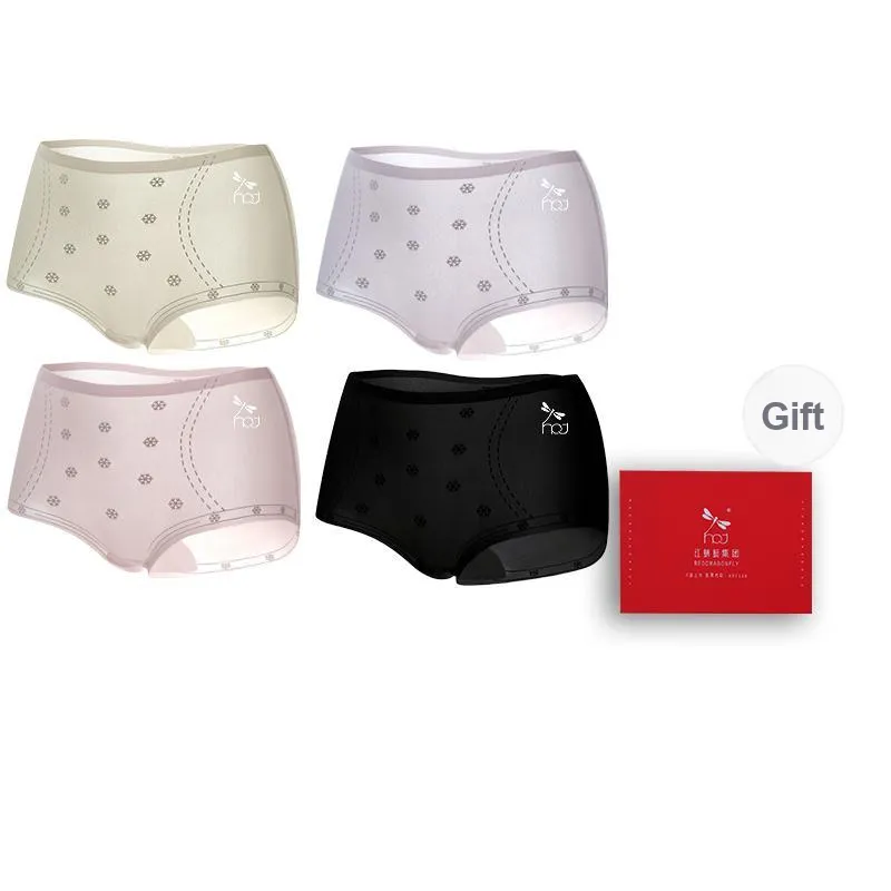 RED DRAGONFLY Ice Silk Panties Women's 4 Pack Gift Box Set-10
