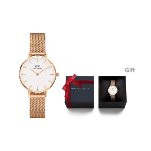 Daniel Wellington 28mm DW Золотистый Flow Часы Кварцевый механизм Ремешок из нержавеющей стали Белый циферблат