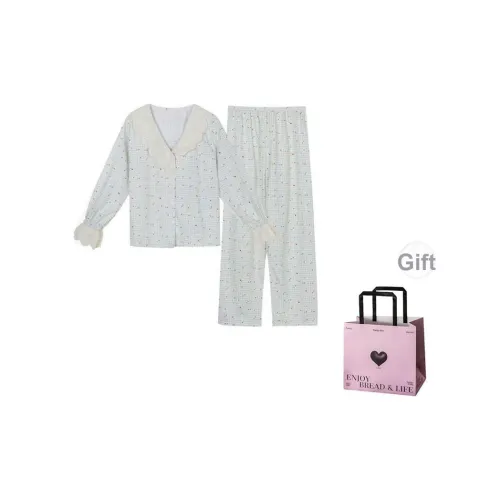 OEING Синий Кружево Точка Сумка для покупок с сердцем Женские Пижамные комплекты