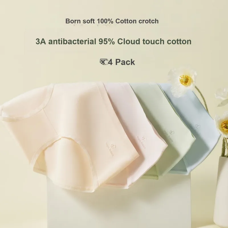 Urban Beauty Underpants Solid Color Classic Girlish Women's 4 Pack-4