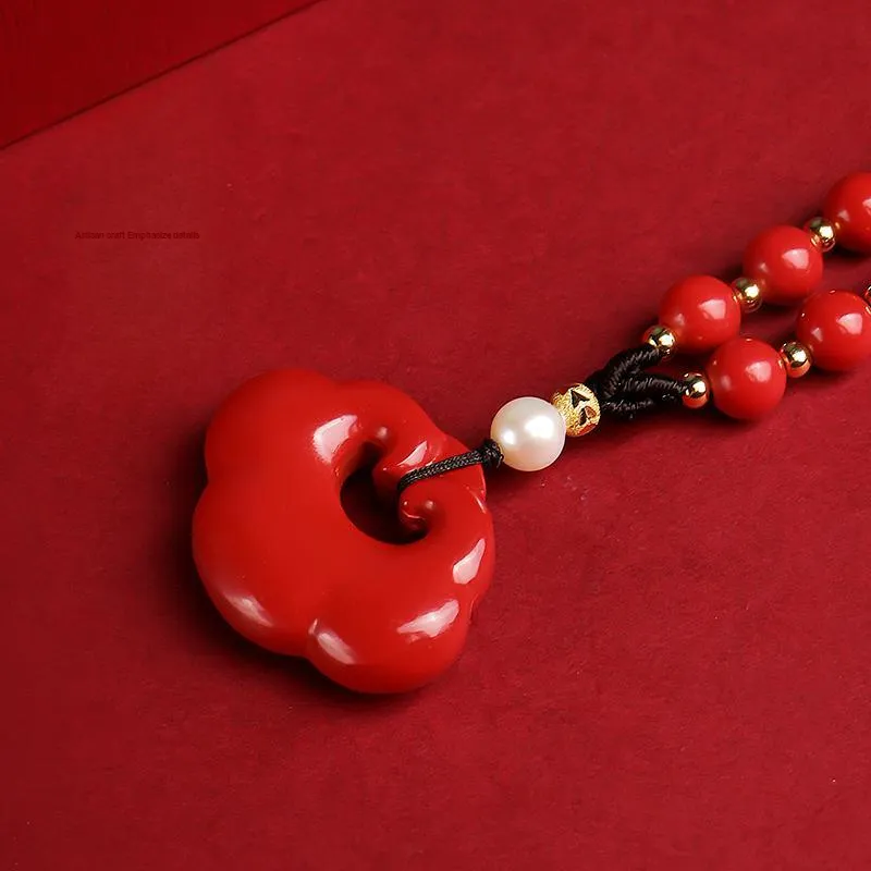 With The Heart Of The Jade Reconstructed Cinnabar Necklaces Unisex-4