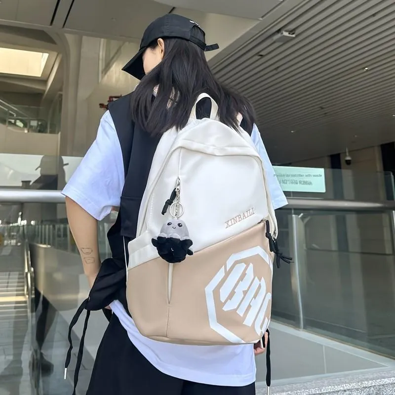 HCXK Composite Cloth Backpack Unisex Gray/Black/Red/Khaki/Blue-16