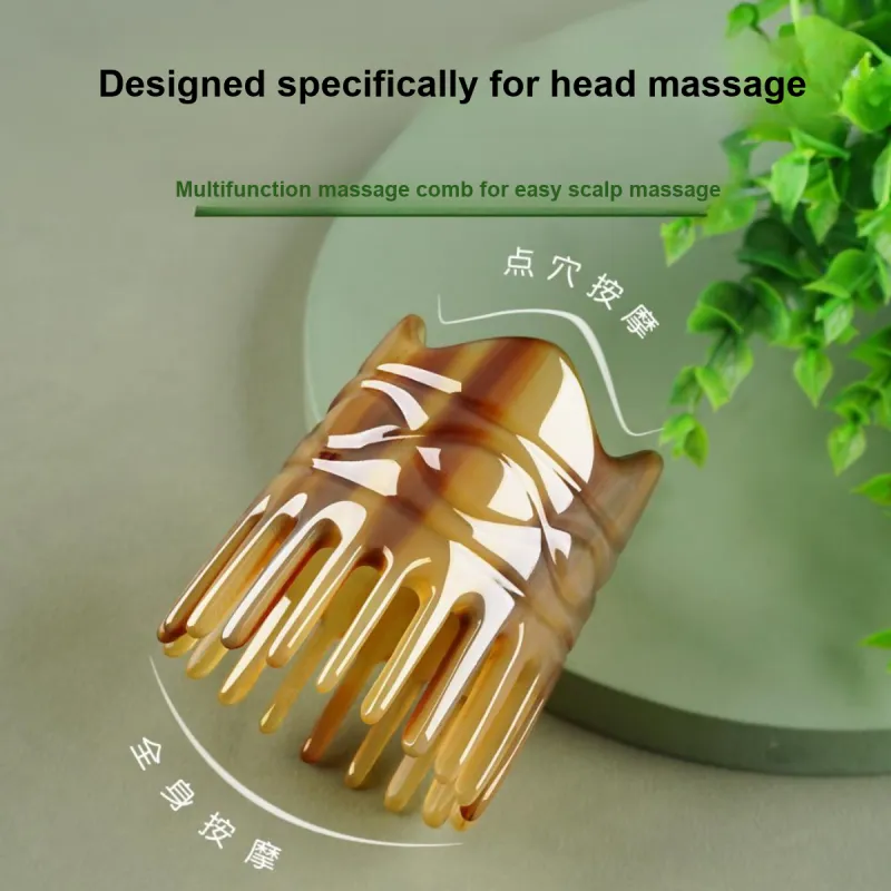 Min Bao Ox Horn Massage Comb Natural Cylinder Gua Sha Head Specialized-20