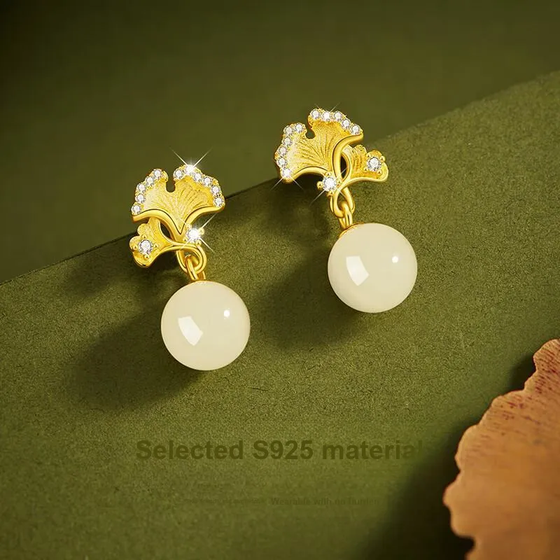 VIVIWELL Earrings White Jade Women's-4