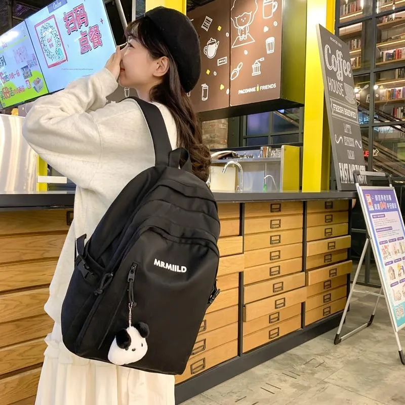 Travel Nylon Backpack Regular Unisex Black/White/Yellow/Pink/Blue-1