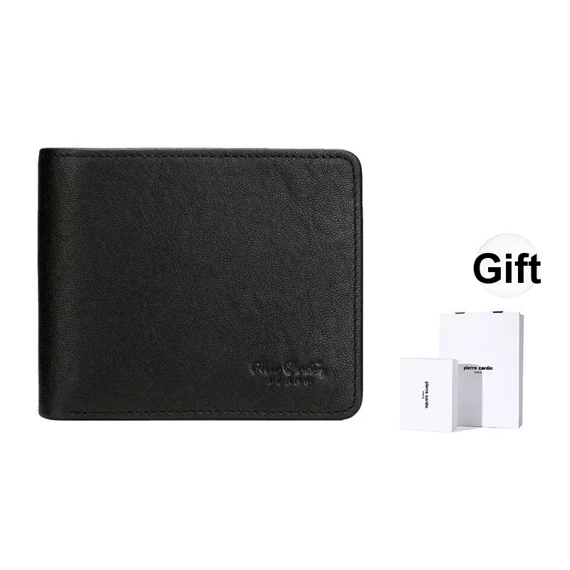 PIERRE CARDIN Top Grain Cow Leather Wallet Men's Black