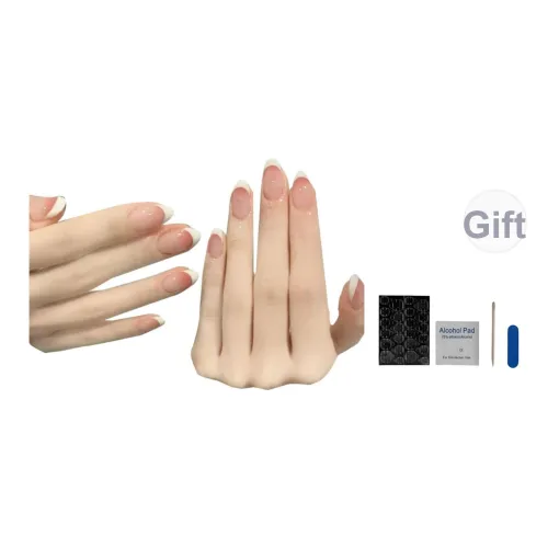 OUYUJI Ручной работы Готовый товар Съемный False Nail Миндаль MID Длина Овал Заостренный Кожа Смузи Французский