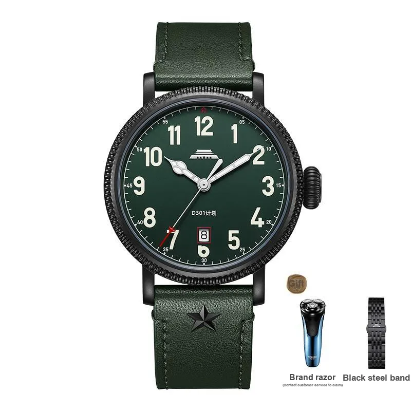Beijing Fork Series Automatic Mechanical Movement Genuine Leather Strap Watch Men's Watches Gray Dial-6