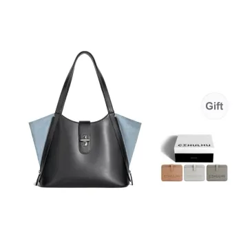 Cthulhu Cow Leather With Fabric And Microfiber Handbag Shoulder Bag Medium Size Women's Black