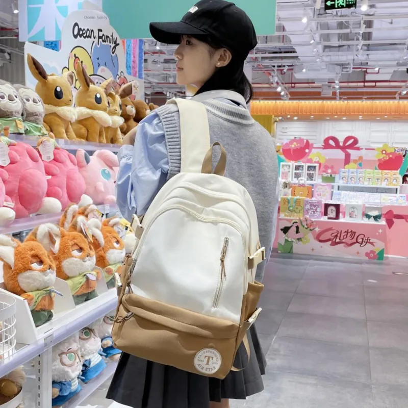 TOUTSEUL YOLO Nylon Backpack Regular Unisex Light Gray/Black/Pink/Khaki-18