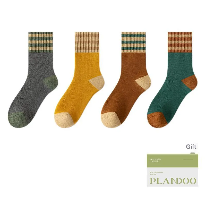 PLANDOO Mid Calf Socks Unisex Box 4 Pack-1
