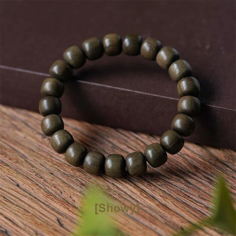 FANGYUANXIAOFU Laoshan Sandalwood Plain Circle Beaded Bracelet Unisex-1