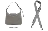 Gray Hobo Crossbody Bag with Leather Shoulder Strap 78-108cm