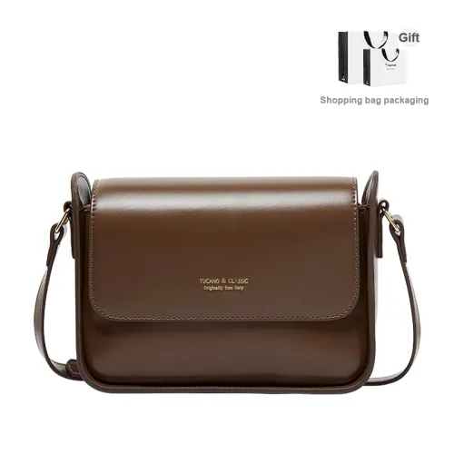TUCANO PU Tofu Bag Box Small Square Bag Shoulder Bag Trumpets Women's Chocolate/Light Blue