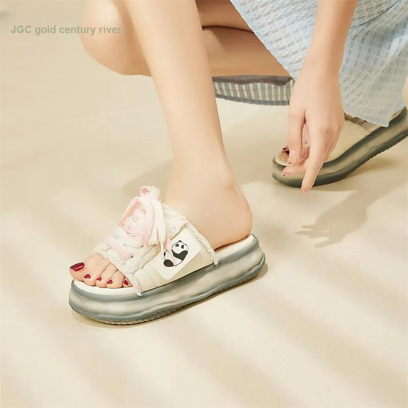 Jin Baichuan Leather Patchwork Odor Resistant Quick Dry Slide Slippers Women's-24