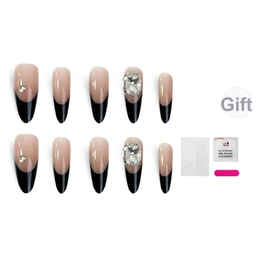 JIABITU Патч для ногтей Простой черный Стиль False Nail Длинный Заостренный Градиентный Jump Цвет Новый китайский стиль 17 мм