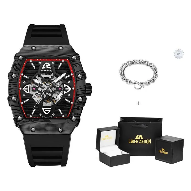 LIBER AEDON Automatic Mechanical Movement Black Dial Men's Watches-15