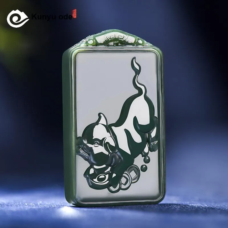 KUNYUYAO Hetian Jade Pendants Green Jade Unisex-56