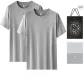 Crew Neck Short-Sleeved (Heather Gray+Heather Gray) 100% cotton Soft/Moisture-Wicking Breathable