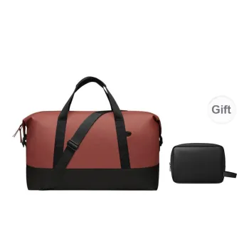 Gaston Luga Eco Friendly Polyester Material Travel Bag Unisex Elegant Black/Light Taupe/Orange Red