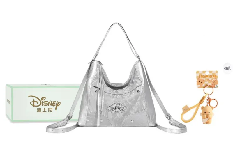 Disney Mickey Series PU Backpack Shoulder Bag Women's Pink/Black/Silver-0