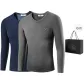 Men's V-Neck Top (Dark Heather Gray+Navy Blue) Fleece-Lined Thermal/Thickened Temperature Locking