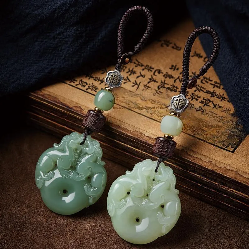 Moonstone Edge Hetian Jade Pendants White Jade/Pale Greenish White Jade Unisex-5