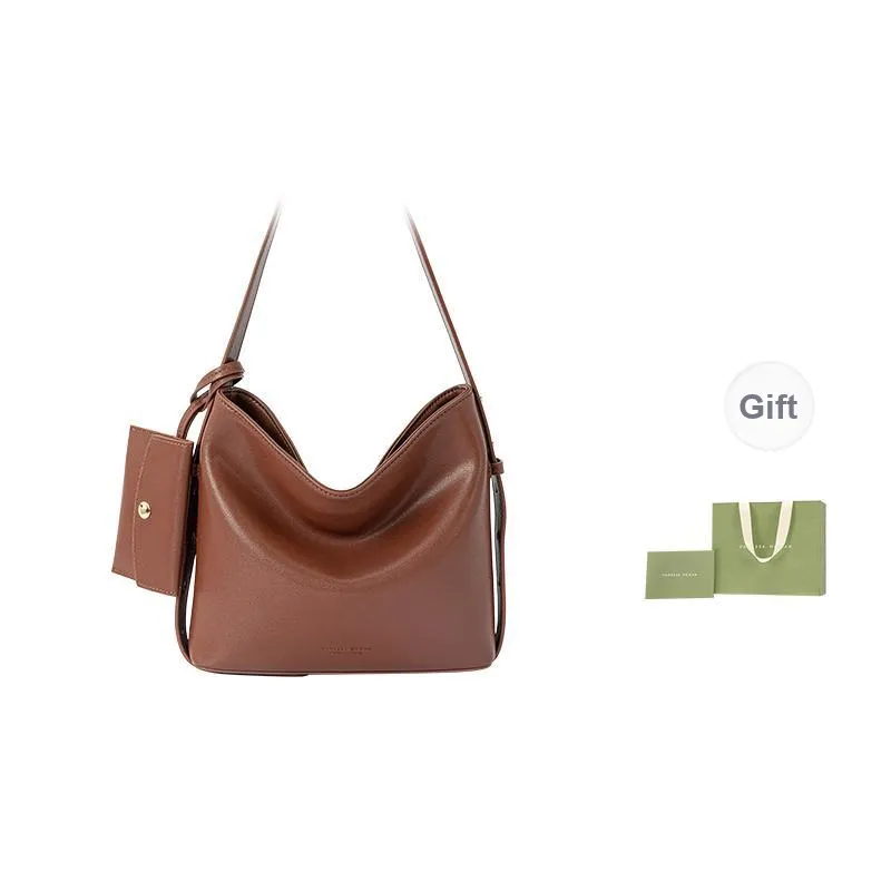 VANESSA HOGAN Cow Leather Crossbody Handbag Shoulder Bag Small Size Large Size Women's Red Brown/Black-0