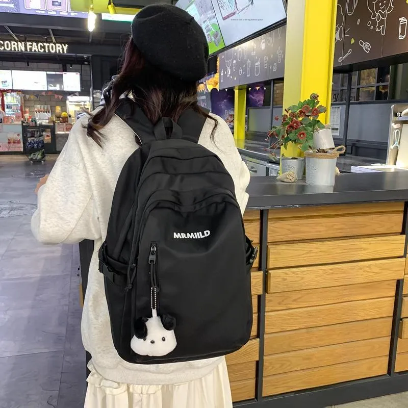 Travel Nylon Backpack Regular Unisex Black/White/Yellow/Pink/Blue-3