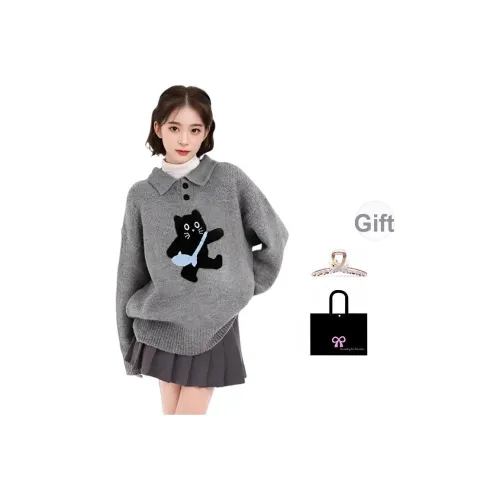 OYANXI Серый Женский Свитер