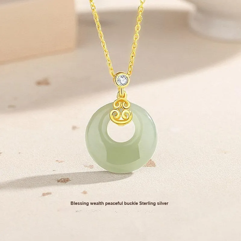 Andaozi Hetian Jade Necklaces Green Jade Women's-1