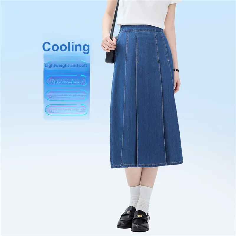 UNIQLO Denim Long Skirt Women's 62 Medium Blue-3