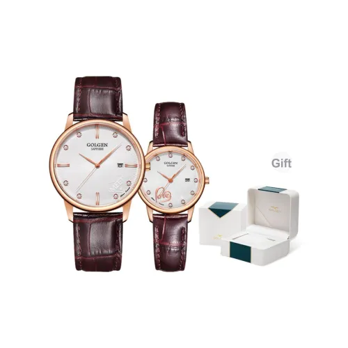 GOLGEN Boya Collection Кварцевый механизм Искусственная кожа Ремешок Часы Унисекс Белый циферблат