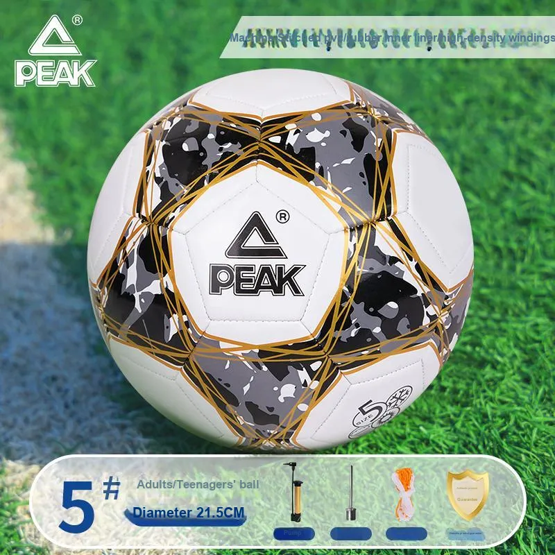 PEAK Peak Ball Elite Series Size 5 Soccer PVC Machine Stitched Soccer Ball Unisex Black Gold-4