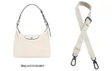 White Hobo Crossbody Bag with Leather Strap, Length 78-108cm