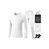 Crew Neck Set (White) 100% cotton Antibacterial/Includes 2 Pack Cotton Socks+Shopping Bag