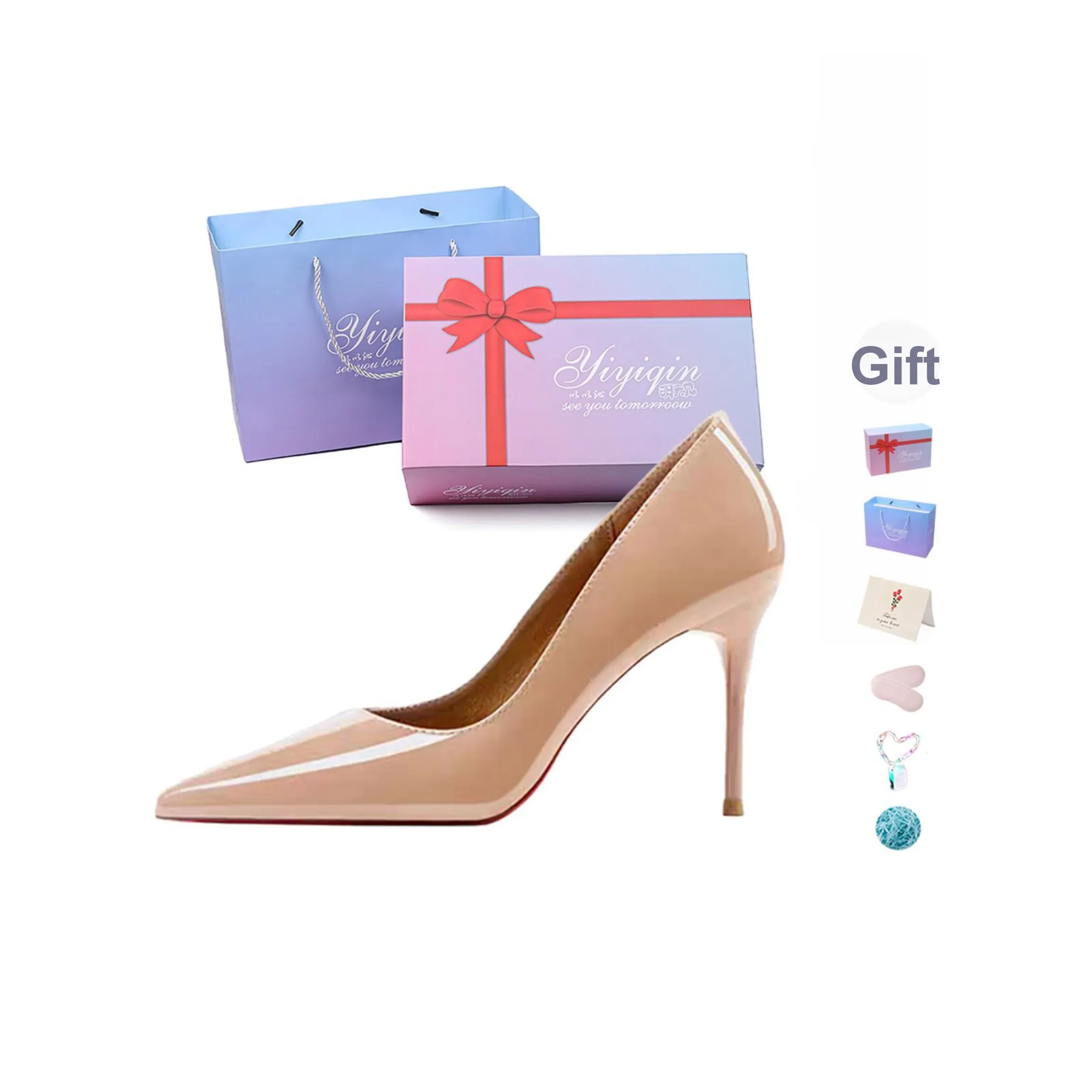 Take the Qin Низкий каблук Высокий каблук Женский Телесный Подарочный набор в коробке